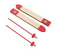 ZUNOXAZ Set da 4 Mini Sci e Bastoncini in Legno per Casa delle Bambole, Decorazioni Natalizie in Miniatura per Scene Invernali e Sport All’aperto, Accessori per Vacanze e Giochi Creativi