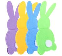 ZUNOXAZ Set da 4 Sacchetti Portaposate Pasquali a Forma di Coniglio con Coda, Leggero per Decorazioni Tavola Pasqua e Banchetti, Portaposate Festività e Famiglia