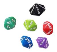 ZUNOXAZ Set di 6 dadi in plastica multi-facce dadi digitali valori unità dieci cento migliaia, dicimila centomila accessori per gioco da tavolo per colore casuale