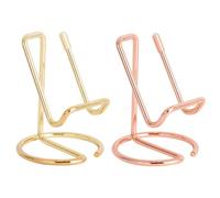 ZUNOXAZ Supporto per Telefono Cellulare e Tablet in Ferro da Tavolo 2 Pezzi, Porta Tampone in Metallo, Base Stabile per Ufficio e Casa, Colore Oro e Rosa, Design Semplice per Mani Libere