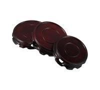 ZUNOXAZ Supporto Portavaso in Legno Massello 3 Pezzi Base Rotonda Per Espositore Teiera Cinese e Bonsai, Piedistallo Intagliato Decorativo Per Soggiorno e Ufficio