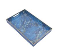 ZUNOXAZ Vassoio Rettangolare in Plastica con Motivo Marmo, Elegante e Versatile per Tavolino da Caffè e Banco Cucina, per Colazioni e Bbq