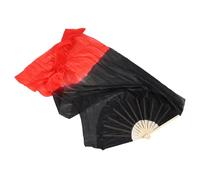 ZUNOXAZ Ventaglio da Danza del Ventre in Seta Sintetica Sfumata Nero-Rosso, Ventilatore Portatile Tradizionale 1,5 M Ossatura 31 Cm, Accessorio per Spettacoli e Balli Popolari, Mano