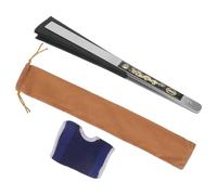 ZUNOXAZ Ventaglio Pieghevole Kung Fu in Acciaio Inossidabile Nero Protezione Le Mani e Borsa Portaoggetti, Ventilatore Tradizionale Cinese Portatile per Tai Chi e Danza Scenica