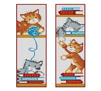 ZuoAnLF Cross Stitch Bookmark Kit 2PCS, Diy timbrato segnalibri Cross Stitch Kit per principianti, ricamo segnalibro 14CT 2.76 * 8.27inch