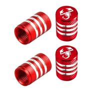 ZUOBYMBC 4 Pezzi Auto Cappucci Valvole per Abarth,Tappo Valvola Pneumatico,Accessori per Pneumatici,Tappini gomme Auto,Auto Decorazione Accessor,Red