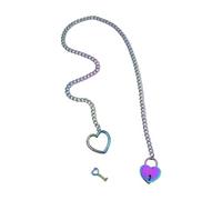 Zuoeay Collana a doppio cuore punk rock cubano lunga catena girocollo alla moda Lariat Neckchain accessorio per donne uomini cuore O collana, Misura unica, come descritto, come descritto