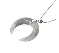 Zuoeay Collana con cristalli a mezzaluna in pietra naturale a mezzaluna elegante collana per gli appassionati di moda pietra naturale, Misura unica, come descritto, come descritto