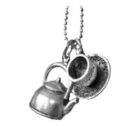 Zuoeay Collana vintage con ciondolo a forma di teiera con catena di perline regolabile per impilamento a strati e collana artistica con perline in metallo, Misura unica, come descritto, come descritto