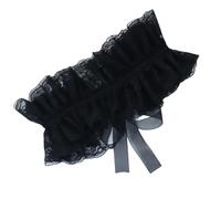Zuoeay Doppio Strato Increspato Pizzo Stratificazione Falso Collare Legami Girocolli Rinascimenti Piccolo Collo Ruff Scialle Per Halloween Doppio Strato Pizzo, Nero , Taglia unica