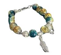 Zuoeay Realizzato a mano con piume verdi, progettato per catturare l'attenzione e migliorare qualsiasi outfit con il suo braccialetto con perline in stile originale, Misura unica, come descritto