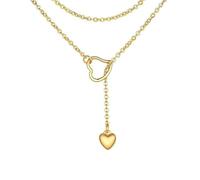 Zuoeay Sofisticata collana a strati con cuore elegante collana lunga con un delicato ciondolo a forma di cuore per donne alla moda gioielli in acciaio inossidabile, Misura unica, come descritto, come
