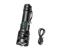 Zuoeay Torcia a LED con display digitale della batteria, corpo in metallo, design impermeabile, adatta per attività all'aperto, torcia elettrica portatile in metallo