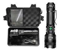 Zuoeay Torcia a LED con display digitale della batteria, corpo in metallo, design impermeabile, adatta per attività all'aperto, torcia elettrica portatile in metallo