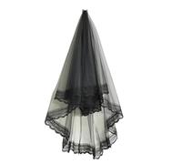 Zuoeay Velo da sposa in tulle sofisticato incandescente corto elegante per addio al nubilato e addio al nubilato velo in poliestere, Doppio strato nero, Taglia unica