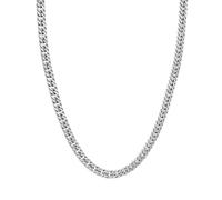 Zuofan Collana Uomo Donna a Catena Barbazzale Cubana Acciaio Inossidabile Argento, Larga6.5 mm, Lunghezze 60 cm