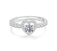 ZUOHUI Anello con cuore in moissanite da 0,5 ct in argento Sterling S925 | Fede nuziale, gioielli impilabili for donne e uomini, da indossare tutti i giorni(7)