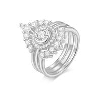 ZUOHUI Anello con sovrapposizione di stelle - Anello floreale unisex in argento Sterling 925 con moissanite marquise da 0,2 ct for donna e uomo, adatto for l'ufficio, for essere indossato insieme e fo