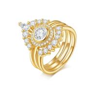 ZUOHUI Anello con sovrapposizione di stelle - Anello floreale unisex in argento Sterling 925 con moissanite marquise da 0,2 ct for donna e uomo, adatto for l'ufficio, for essere indossato insieme e fo