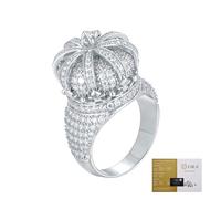 ZUOHUI Anello da Donna in Argento Sterling 925 con moissanite Rotondo, Corona Regina, Hip Hop, 4 ct, Colore D, VVS, Fascia for l'eternità, for Il Regalo di promessa di Anniversario(Silver,10)