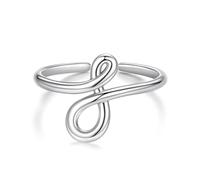 ZUOHUI Anello Eternity regolabile con fascia aperta in argento sterling S925, linea minimalista, for donna, anello sottile impilabile for uso quotidiano, regalo di anniversario e matrimonio(BSR702)