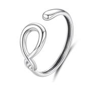 ZUOHUI Anello Eternity regolabile con fascia aperta in argento sterling S925, linea minimalista, for donna, anello sottile impilabile for uso quotidiano, regalo di anniversario e matrimonio(BSR701)