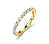 ZUOHUI Anello impilabile Eternity Completo in Argento Sterling S925 D Color Moissanite da 2 mm for Donne, Fascia for Anniversario di Fidanzamento di Matrimonio, Design Geometrico Minimalista(Gold,9)