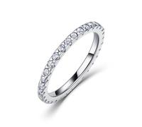ZUOHUI Anello impilabile Eternity completo in argento sterling S925 D color Moissanite da 2 mm for donne, fascia for anniversario di fidanzamento di matrimonio, design geometrico minimalista(Silver,5)