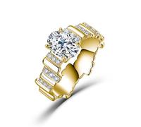 ZUOHUI Anello in Argento Sterling Moissanite for Donna Anello Vintage Eternity Band impilabile Fidanzamento Matrimonio S925 Anniversario(Gold,5)