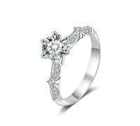 ZUOHUI Anello in Autentico Argento Sterling S925 da 6,5 mm con Stella in Moissanite e Ala di Farfalla - Fascia Geometrica impilabile for Donne, Matrimoni, anniversari e spostamenti alla Moda(5)