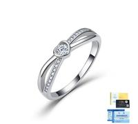 ZUOHUI Anello in moissanite con Cuore Incrociato in Argento Sterling 925