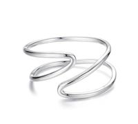 ZUOHUI Anello intrecciato regolabile a doppio strato for donna, argento sterling 925, anello a fascia lineare geometrica for uso quotidiano, matrimonio e anniversario