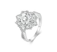 ZUOHUI Anello minimalista con moissanite in argento Sterling 925 - Fascia ovale geometrica con pietra da 2 carati | Anello impilabile for matrimonio, fidanzamento e anniversario da donna(8)
