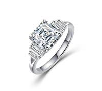 ZUOHUI Anello Moissanite in Argento Sterling S925 for Donna e Uomo, purezza VVS Colore D 2.9CTW, Fede Nuziale di Fidanzamento Solitario con Taglio Asscher, Anello Anniversario impilabile(Silver,8)