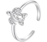 ZUOHUI Anello Regolabile con Conchiglia di Tartaruga Marina, Conchiglia di Delfino for Donna, Design Estivo Scavato nell'oceano, Fascia impilabile in Rame Placcato Oro Bianco, Stile Dolce