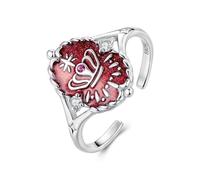 ZUOHUI Anello Regolabile per la Corona in Argento Sterling S925 per Donne, Anello Aperto e sovrapponibile, Gioiello Ispirato al tarocco con Finitura Antica per l'uso Quotidiano(Rosso)