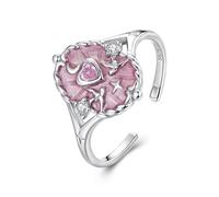 ZUOHUI Anello Regolabile per la Corona in Argento Sterling S925 per Donne, Anello Aperto e sovrapponibile, Gioiello Ispirato al tarocco con Finitura Antica per l'uso Quotidiano(Rosa)