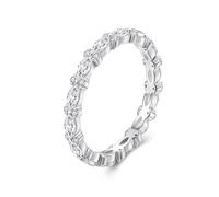 ZUOHUI Anello solitario in argento sterling S925 con zircone for donna, fascia in zircone cubico scintillante dal design elegante, adatto for l'uso quotidiano e for occasioni speciali(6)