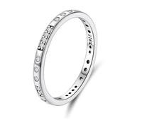 ZUOHUI Anello vintage in codice Morse I Love You per coppie, in argento Sterling 925 con pietre di zirconia, anello geometrico impilabile per matrimonio, anniversario e uso quotidiano, unisex(8)