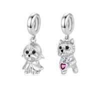 ZUOHUI Charm a Forma di Cagnolino Westie Compatibile con bracciali Pandora(2pcs)