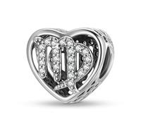ZUOHUI Charm a forma di cuore con 12 segni zodiacali in argento sterling 925 da donna, for braccialetti Pandora, regalo fai da te for la creazione di gioielli for donne, mogli e figlie.(Virgo)