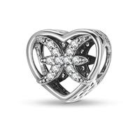 ZUOHUI Charm a forma di cuore con 12 segni zodiacali in argento sterling 925 da donna, for braccialetti Pandora, regalo fai da te for la creazione di gioielli for donne, mogli e figlie.(Pisces)