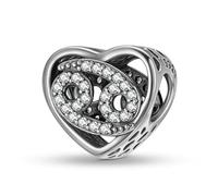 ZUOHUI Charm a forma di cuore con 12 segni zodiacali in argento sterling 925 da donna, for braccialetti Pandora, regalo fai da te for la creazione di gioielli for donne, mogli e figlie.(Cancer)