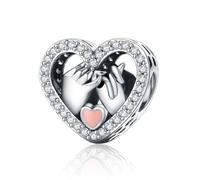 ZUOHUI Charm a forma di cuore in rame platinato per la creazione di gioielli fai-da-te - Romantico regalo di San Valentino per lei - Compatibile con Pandora