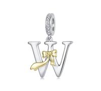 ZUOHUI Charm a forma di lettera con fiocchetto per bracciale Pandora