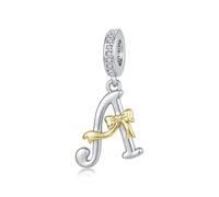 ZUOHUI Charm a forma di lettera con fiocchetto per bracciale Pandora