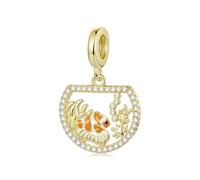 ZUOHUI Charm a forma di stella marina, conchiglia e tavola da surf in argento Sterling S925 - Per la creazione di gioielli fai-da-te - Compatibili con bracciali Pandora(Mini Fish Tank)