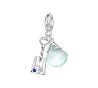 ZUOHUI Charm a forma di stella marina, conchiglia e tavola da surf in argento Sterling S925 - Per la creazione di gioielli fai-da-te - Compatibili con bracciali Pandora(Shell+Shovel)