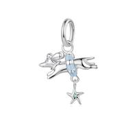 ZUOHUI Charm a forma di stella marina, conchiglia e tavola da surf in argento Sterling S925 - Per la creazione di gioielli fai-da-te - Compatibili con bracciali Pandora(Dachshund with Swim Ring)