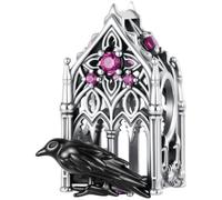 ZUOHUI Charm Cattedrale Gotica Corvo 925 Argento for Pandora Bracciale | Pendente Oscura Castello Sterlino compatibile con Troll Biagi Chamilia Perla Gothica Halloween DIY Gioielleria for Lei Ciondo